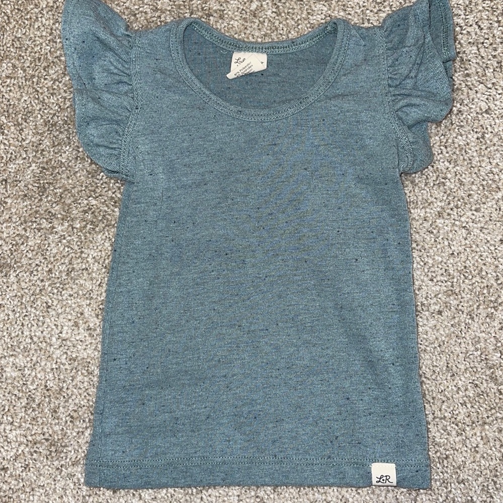 Lulu+Roo Heathered Sage Ruffled Top